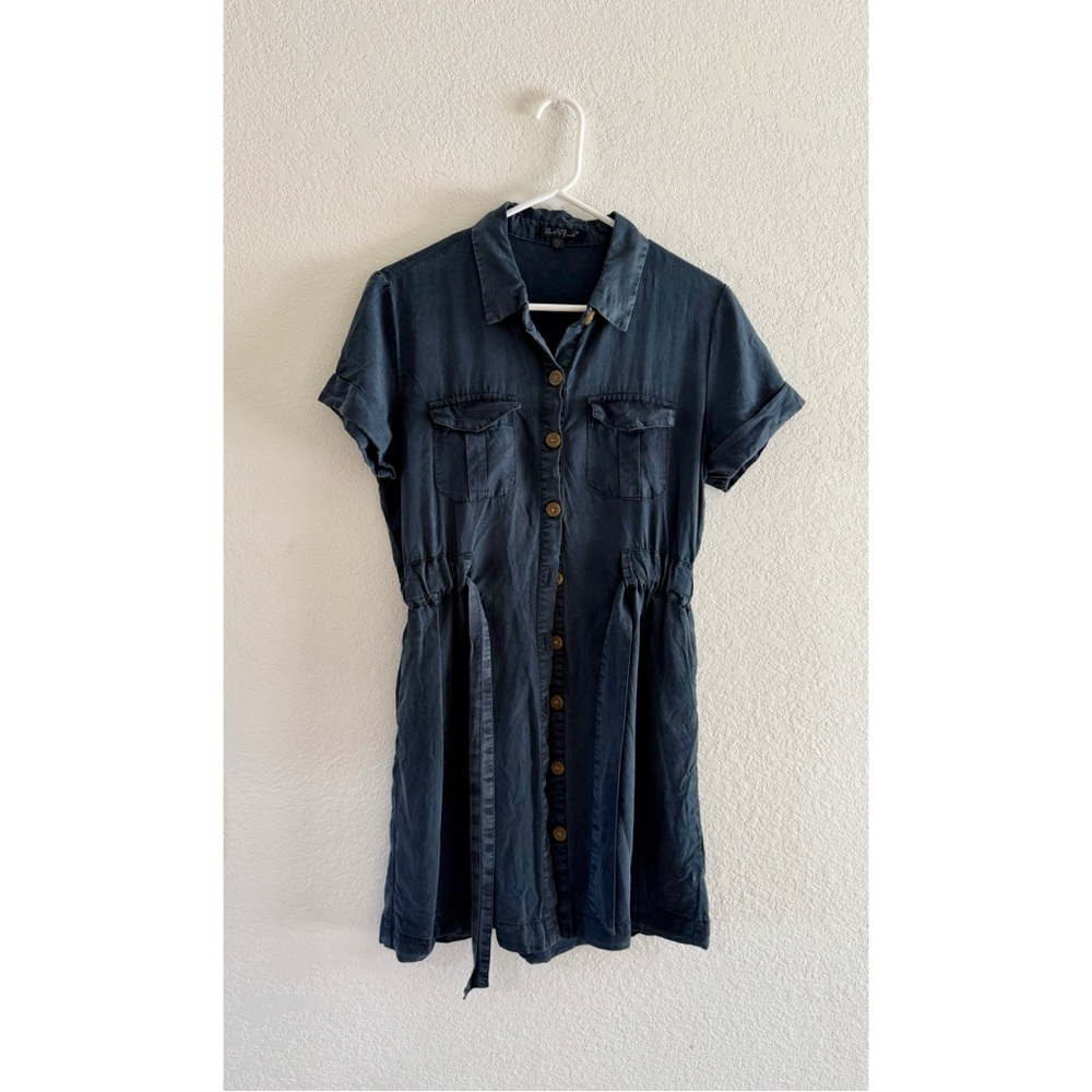 Velvet Heart Navy Button-Front Shirt Dress